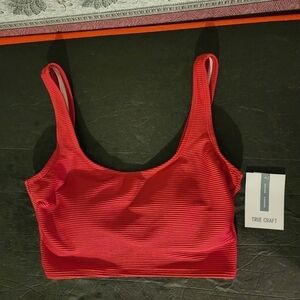 True Craft Ribbed Padded Sports Bra Size M NWT-Red